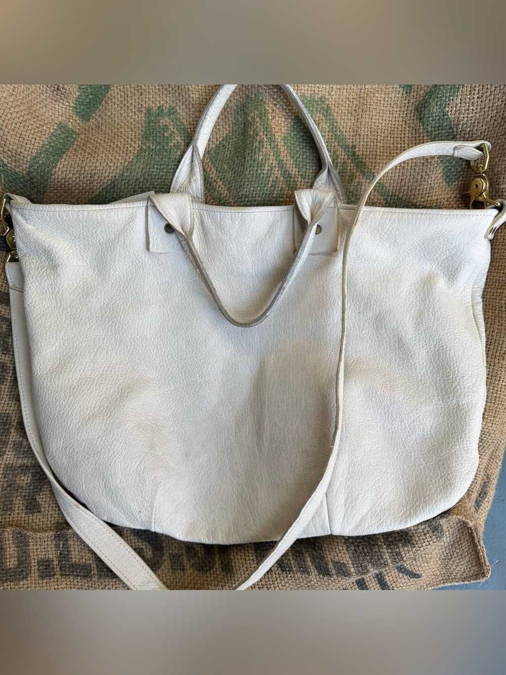 Clare V messenger bag white/ ivory leather